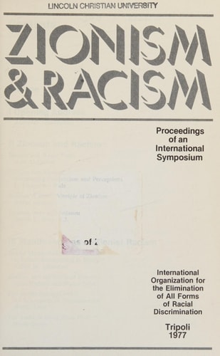Zionism & Racism Proceedings of an International Symposium