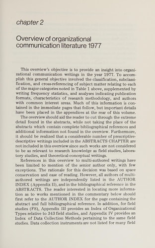 Organizational Communication, 1977 Abstracts, Analysis, and Overview