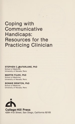 Coping with Communicative Handicaps Resources for the Practicing Clinician