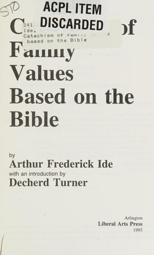A Catechism of Family Values Based on the Bible
