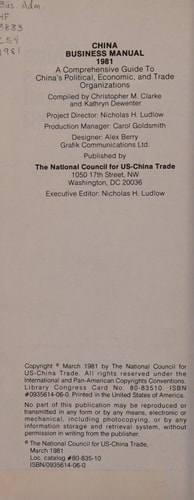China Business Manual 1981
