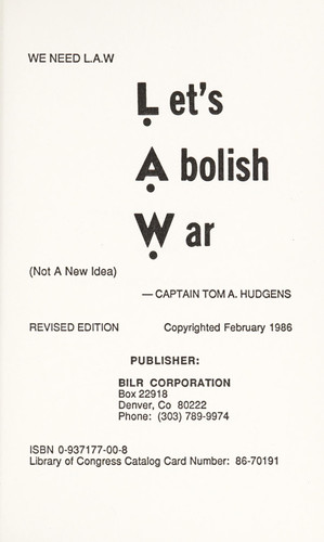 Let's Abolish War (not a New Idea)