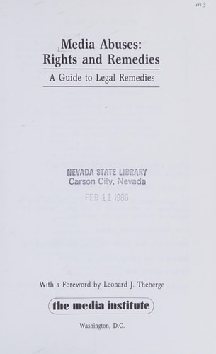 Media Abuses: Rights and Remedies : A Guide to Legal Remedies