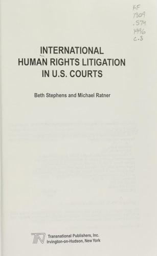 International Human Rights Litigation in U. S. Courts