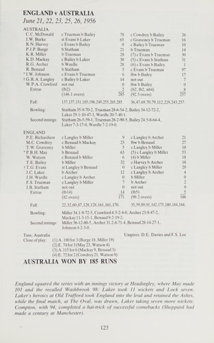 The Lord's Test, 1884-1989