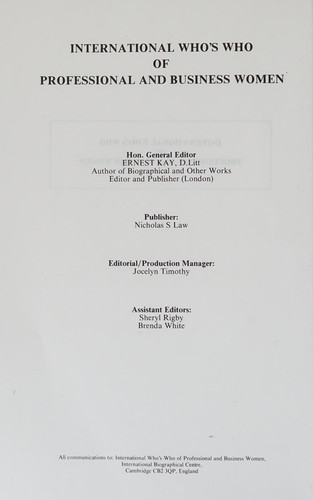 International Who's Who of Professional and Business Women, 1992