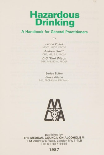 Hazardous Drinking A Handbook for General Practitioners