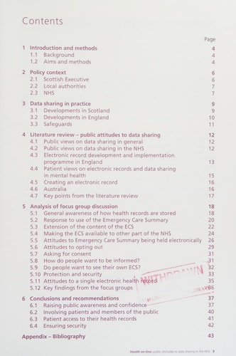 Health On-line Public Attitudes to Data Sharing in the NHS.