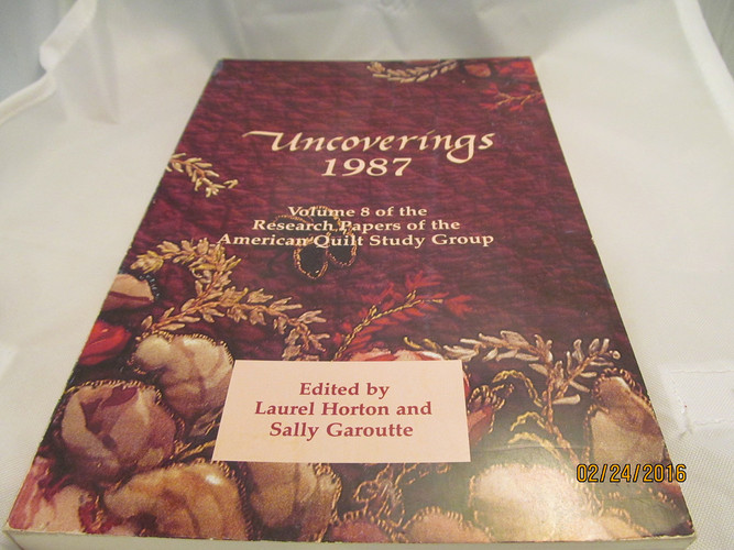 Uncoverings 1987 Volume 8 of the Research Papers of the American Quilt Study Group
