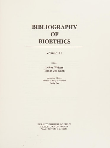 Bibliography of Bioethics
