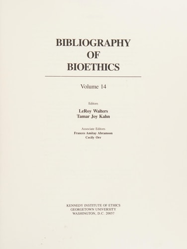 Bibliography of Bioethics