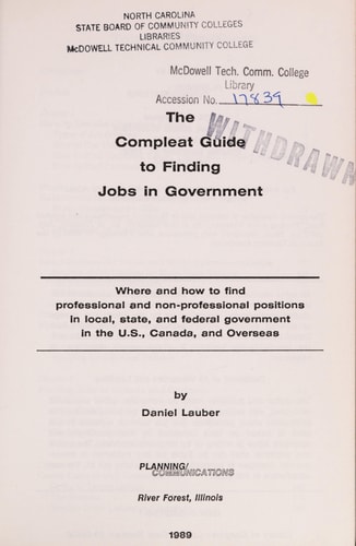 The Compleat Guide to Finding Jobs in Government