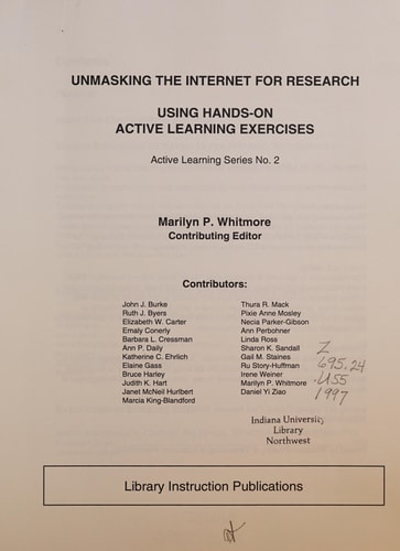 Unmasking the Internet for Research Using Hands-On Active Learning Exercises (Active Learning Series, No.2)
