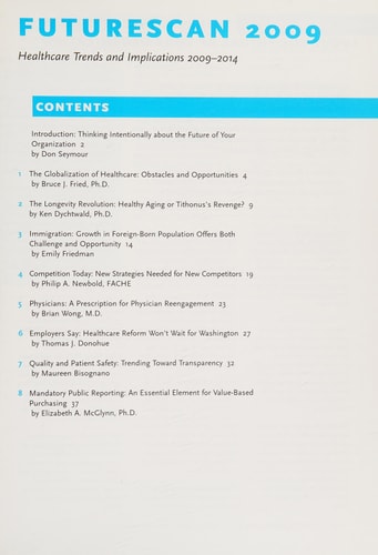 FutureScan 2009: Healthcare Trends and Implications 2009-2014