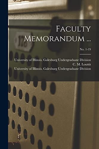 Faculty Memorandum ... ; No. 1-19