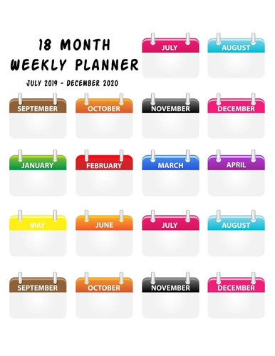 18 Month Weekly Planner July 2019 to December 2020 Weekly Planner, Large - 8. 5 X 11
