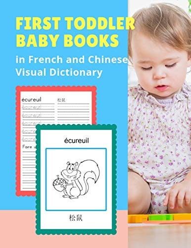 First Toddler Baby Books in French and Chinese Dictionary: Basic Vocabulary Builder Learning Word Cards Bilingual Français Chinois Languages Workbooks to Practice Easy Readers Flashcards Games and Colors Picture Paperback for Beginners Kids, HSK 1 2 Test
