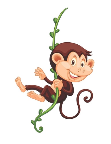 Monkey Hanging on Tree Vine Blank Lined Notebook