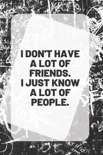 I Don't Have a Lot of Friends. I Just Know a Lot of People Inspirational Quote on the Front Cover 6 X 9 150 White Pages with Blank Black Lines - 75 Sheets - for Journaling Memorys Or Note Taking, Doodling, Drawing, Sketchbook with Glossy Soft Cover