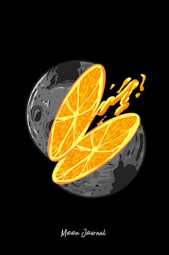 Moon Journal Lined Journal - Moon Slice Orange Funny Space Lover Puns Jokes Gift - Black Ruled Diary, Prayer, Gratitude, Writing, Travel, Notebook for Men Women - 6x9 120 Pages - Ivory Paper