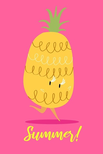Summer Journal to Write in with 100 Lined Pages / Unique 6x9 Notebook / Pineapple Fruit Cover