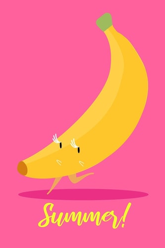Summer ! Journal to Write in with 100 Lined Pages / Unique 6x9 Notebook / Banana Fruit Cover