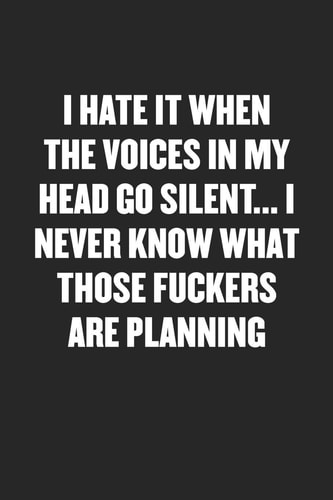 I Hate It When the Voices in My Head Go Silent Black Blank Lined Sarcastic Journal - Funny Gift Notebook
