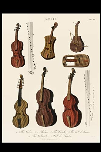 Cello Journal Gift for Cellist, Cello Player, Cello Teacher, Vintage Cello, Antique (6 X 9 Lined Notebook, 110 Pages)