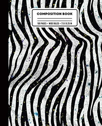 Composition Book Wide Ruled Zebra Print Space Galaxy Writing Notebook