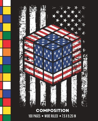 Composition Wide Ruled American Flag Rubik Cube Writing Notebook