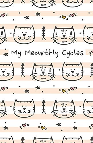 My Meowthly Cycles Orange Striped Kitty Cat - Period Tracker - Tips and Tricks to Help with PMS Symptoms - 4 Year Monthly Calendar Log Book