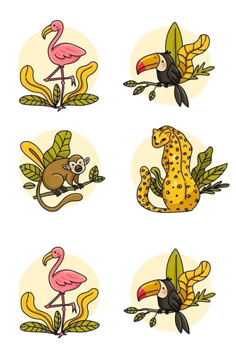 Jungle Animal Set - Blank Lined Notebook