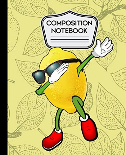 Composition Notebook Cute Funny Dabbing Lemon - 7.5" X 9.25" - 100 Wide Ruled Pages