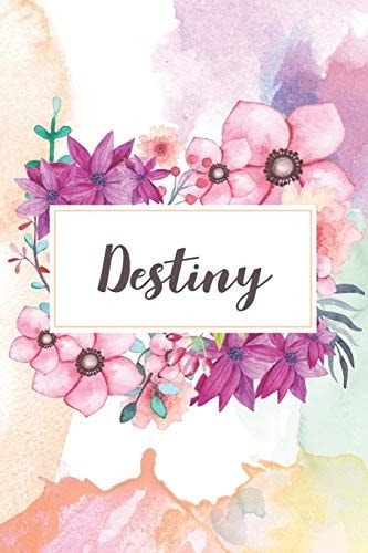 Destiny Personalized Journal - Beautiful Floral Notebook Cover with 120 Blank, Lined Pages