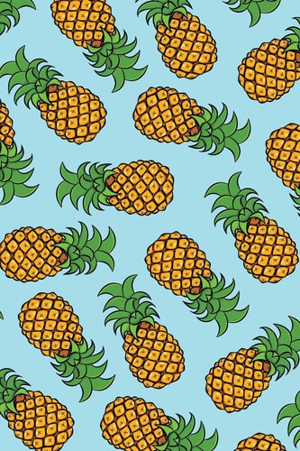 Pineapple Pattern Journal Blank Lined Pineapple Journal + Date Section Icy Blue Cover with Tropical Pineapple Pattern