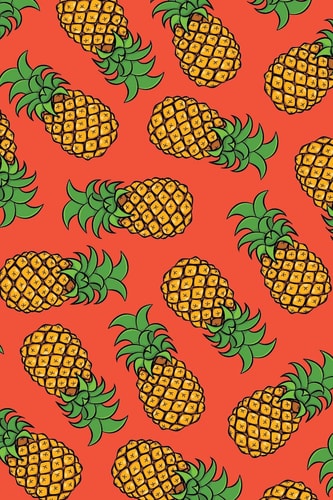 Pineapple Pattern Journal Blank Lined Pineapple Journal + Date Section Mandarin Red Cover with Tropical Pineapple Pattern