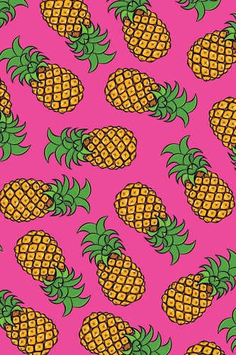 Pineapple Pattern Journal Blank Lined Pineapple Journal + Date Section Pink Cover with Tropical Pineapple Pattern