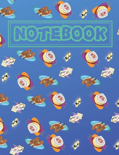 Notebook Japanese Sushi Notebook/Journal for Gourmets to Writing Notes 110 Pages 7. 44x9. 69 Inch. (Turquoise&bluepattern)
