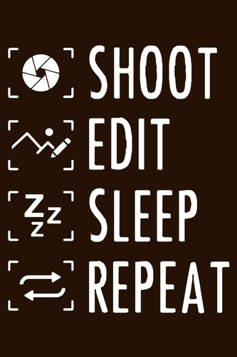 Shoot Edit Sleep Repeat Blank Lined 100 Pages 6x9 - Photography Camera Notebook to Write in Journal Funny Gift Men Women