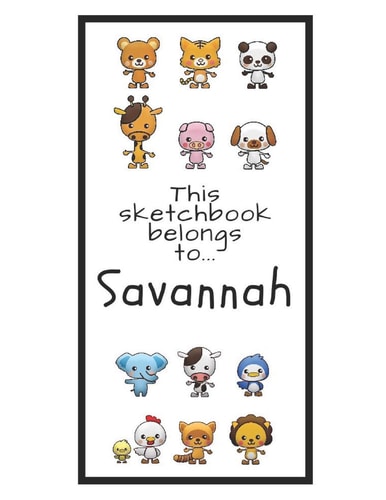 Savannah Sketchbook Personalized Animals Sketchbook with Name: 120 Pages