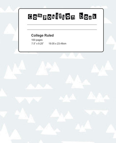 Composition Book College Ruled Composition Notebook for School Or College with Graphical Print - Blue and White Graphic Print Mountains