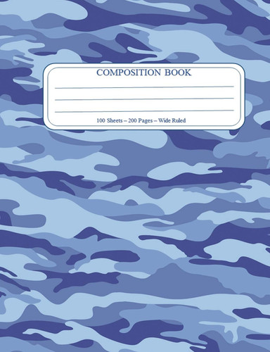 Blue Camo Composition Notebook 7. 44 X 9. 69 200 Page, 100 Sheet Notebook