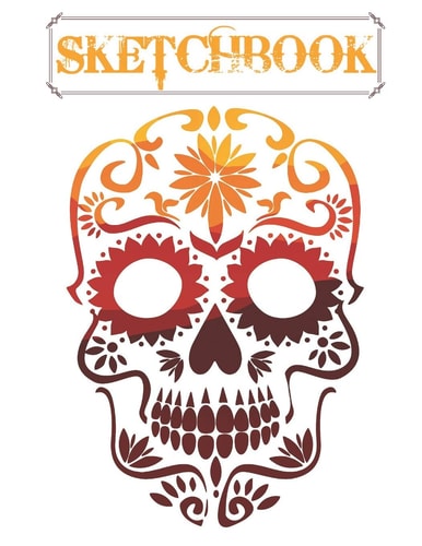 Sketchbook Cute Skull Sketchbook for Adults/Children to Sketching, Whiting, Drawing, Journaling and Doodling, Large (8. 5x11 Inch. 21. 59x27. 94 Cm. ) 120 Blank Pages (YELLOW&WHITE&RED&BROWN Pattern)