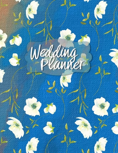 Wedding Planner Notebook Organizer with Stylish Watercolor Textures and White Roses Cover to Write in Your Wedding Budget