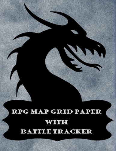RPG Map Grid Paper with Battle Tracker Large Blank 1 Square Graph Paper RPG Journal with Stat Tracker Pages. Large Book (8. 5 X 11) Soft Cover with Dragon Design