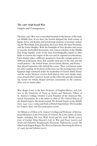 The 1967 Arab-Israeli War Origins and Consequences