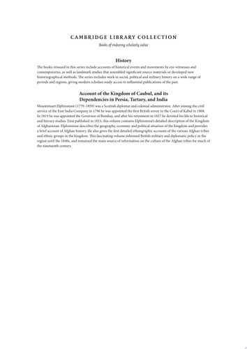 Account of the Kingdom of Caubul, and Its Dependencies in Persia, Tartary, and India Comprising a View of the Afghaun Nation, and a History of the Dooraunee Monarchy