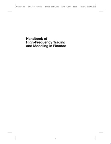 Handbook of High-Frequency Trading and Modeling in Finance