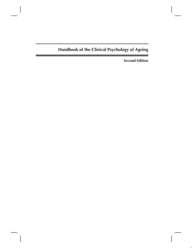 Handbook of the Clinical Psychology of Ageing