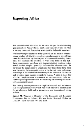 Exporting Africa Technology, Industrialism and Trade